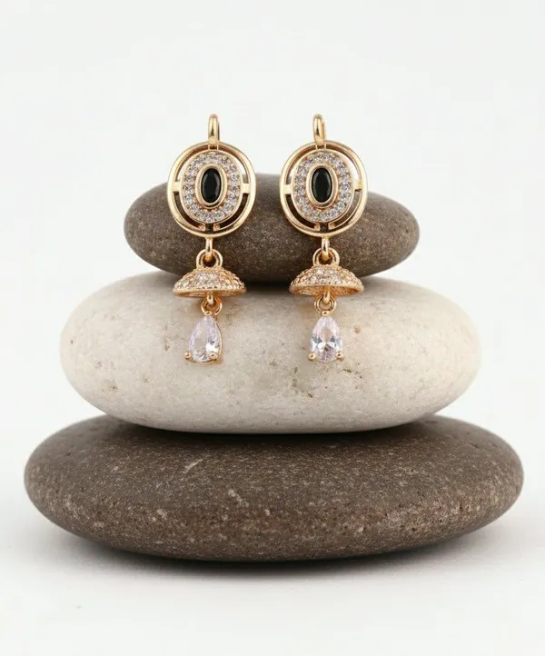 Gold_Tone_Circular_Drop_Earrings_for_Women