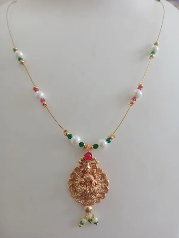 Gold_Tone_Beaded_Lakshmi_Pendant_Necklace_for_Women