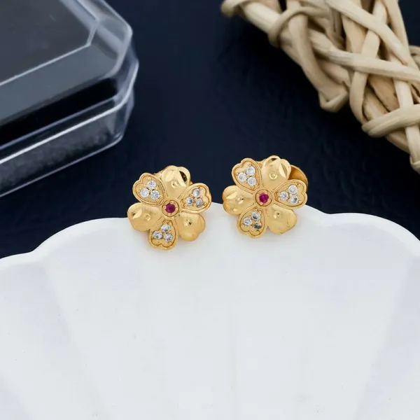Gold_Tone_Floral_Stud_Earrings_for_Women