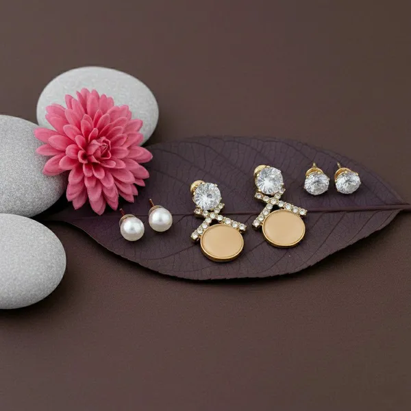 Gold-Toned_Pearl_And_Crystal_Earrings_Set_For_Women