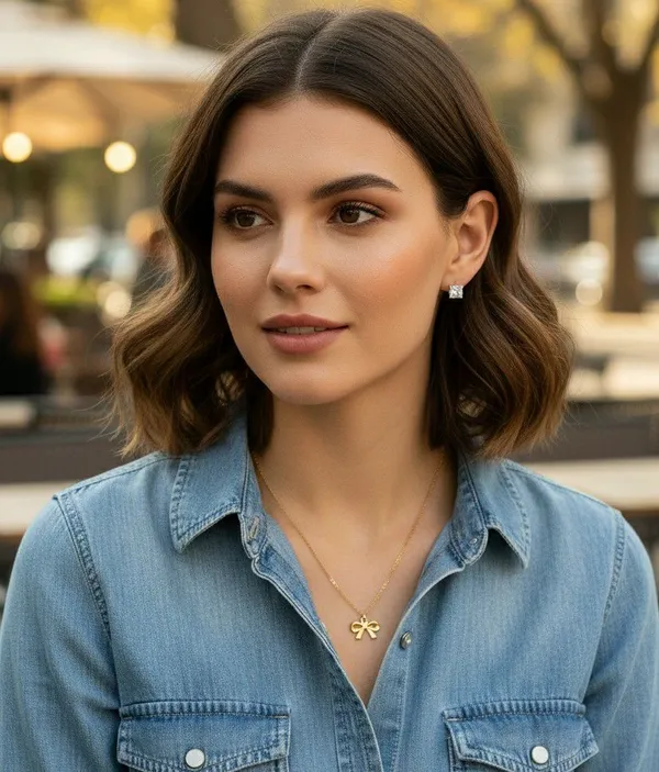 Gold_Tone_Bow_Necklace_And_Stud_Earrings_Set_For_Women