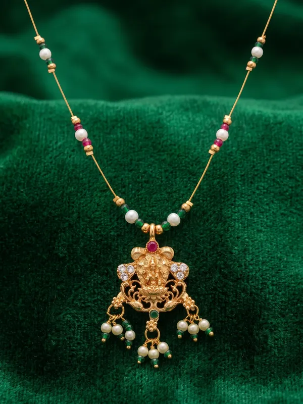 Gold_Tone_Beaded_Ganesha_Pendant_Necklace_For_Women