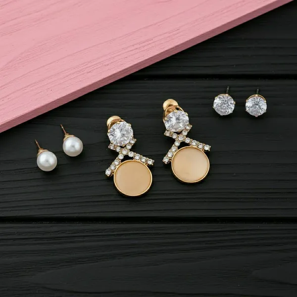 Gold-Toned_Pearl_And_Crystal_Earrings_Set_For_Women