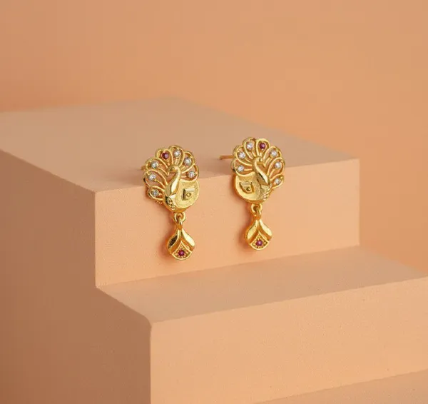 Gold_Tone_Peacock_Drop_Earrings_for_Women