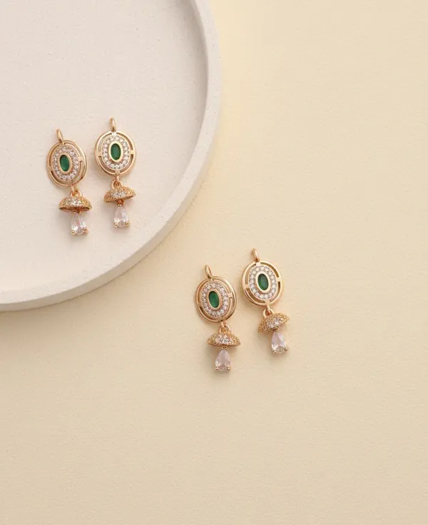 Gold_Tone_Circular_Drop_Earrings_for_Women