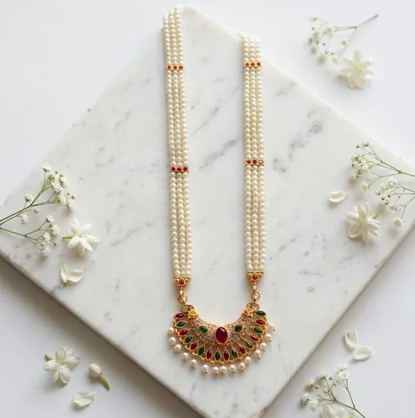 White_Pearl_Gold_Tone_Pendant_Necklace_for_Women