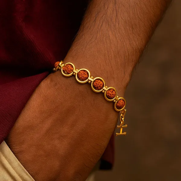Rudraksha_Bead_Gold_Tone_Link_Bracelet