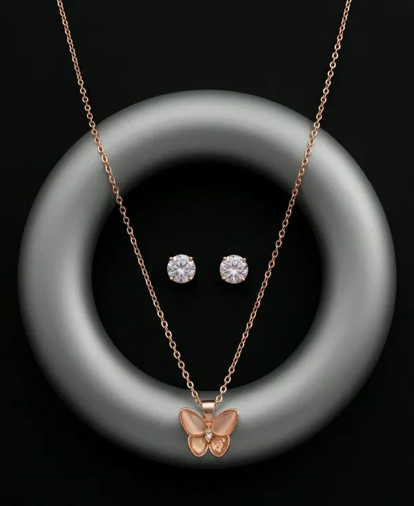 Rose_Gold_Butterfly_Necklace_And_Earrings_Set_for_Women