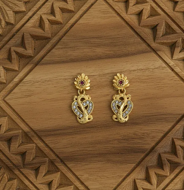 Gold_Tone_Floral_Drop_Earrings_for_Women