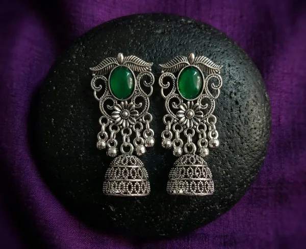 Green_Oxidised_Silver_Jhumka_Earrings_for_Women