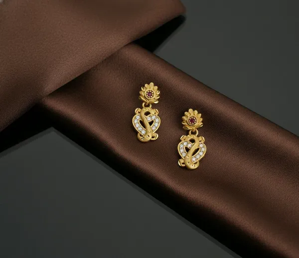 Gold_Tone_Floral_Drop_Earrings_for_Women
