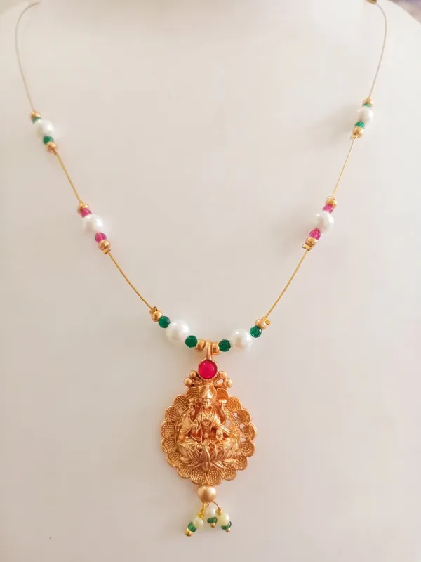 Gold_Tone_Beaded_Lakshmi_Pendant_Necklace_for_Women