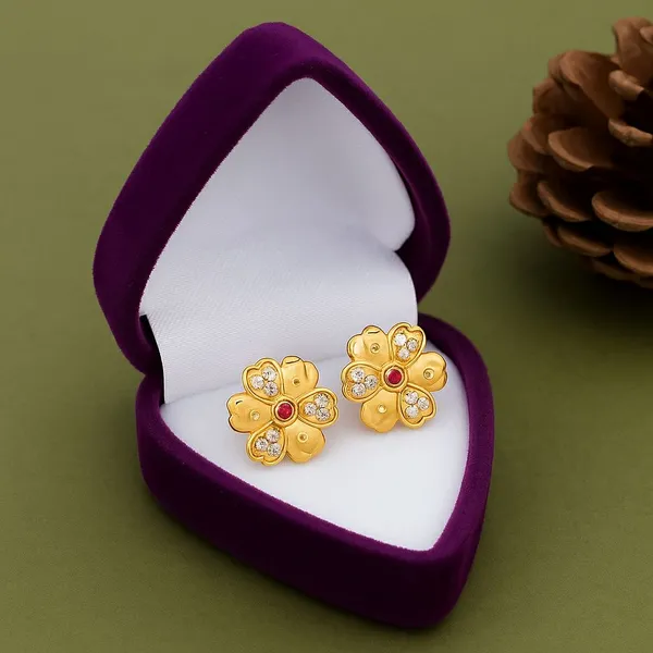 Gold_Tone_Floral_Stud_Earrings_for_Women