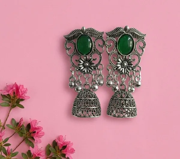 Green_Oxidised_Silver_Jhumka_Earrings_for_Women