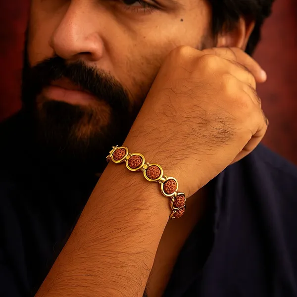 Rudraksha_Bead_Gold_Tone_Link_Bracelet