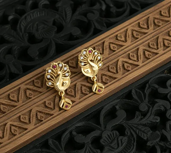 Gold_Tone_Peacock_Drop_Earrings_for_Women