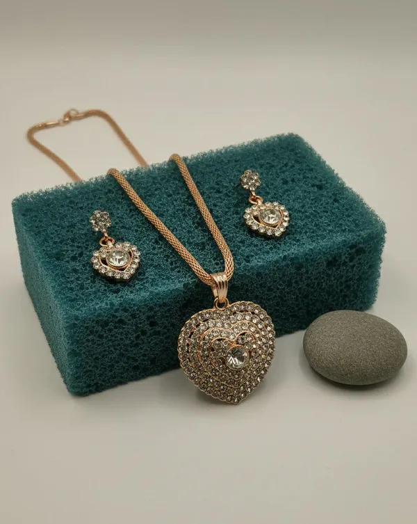 Gold-Tone_Heart_Pendant_Necklace_And_Earrings_Set