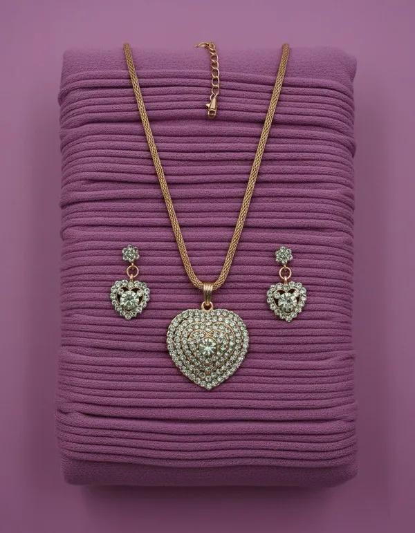 Gold-Tone_Heart_Pendant_Necklace_And_Earrings_Set