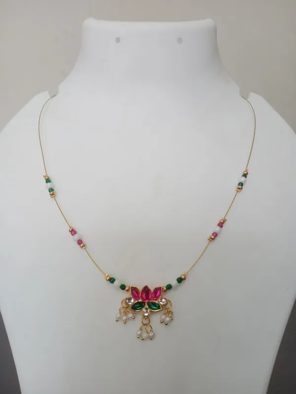 Gold_Tone_Beaded_Floral_Pendant_Necklace_for_Women