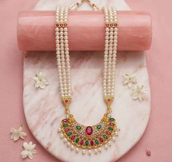 White_Pearl_Gold_Tone_Pendant_Necklace_for_Women