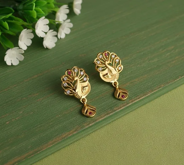 Gold_Tone_Peacock_Drop_Earrings_for_Women
