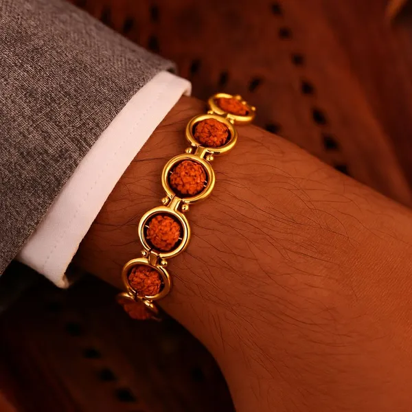 Rudraksha_Bead_Gold_Tone_Link_Bracelet