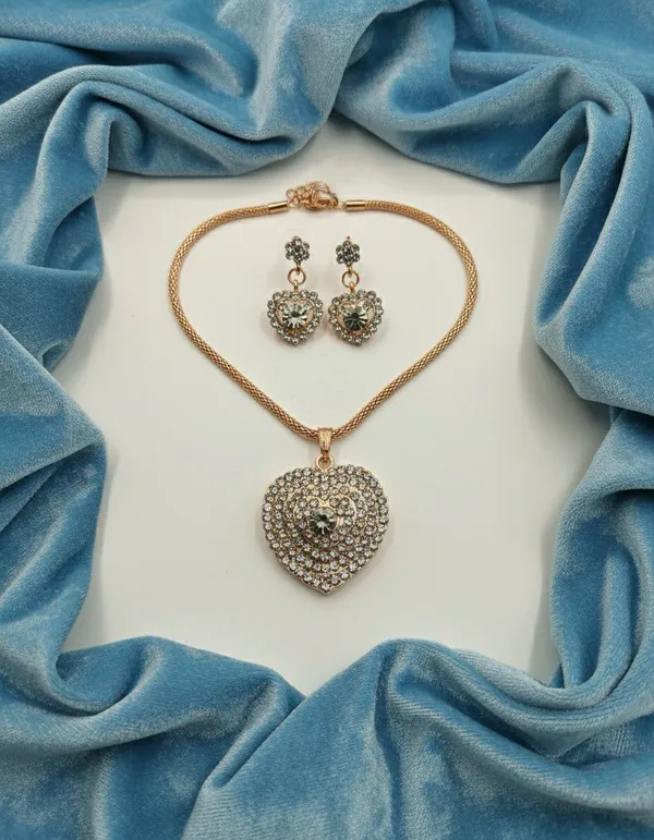 Gold-Tone_Heart_Pendant_Necklace_And_Earrings_Set