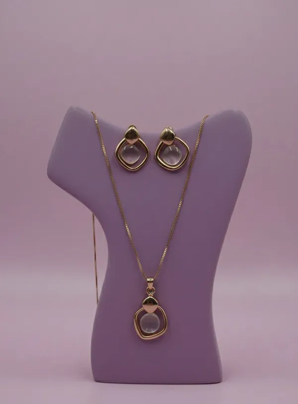 Gold_Tone_Stone_Necklace_And_Earrings_Set_For_Women