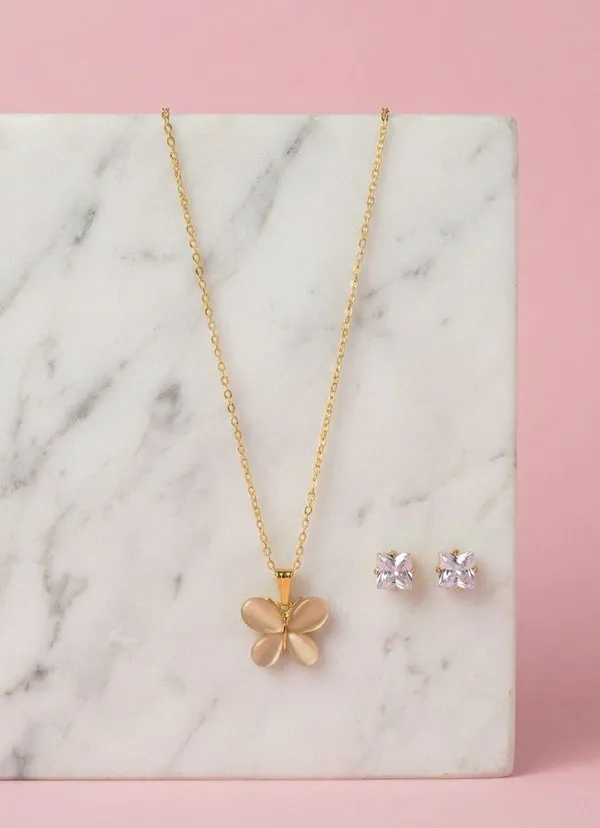 Gold_Tone_Butterfly_Pendant_Necklace_And_Stud_Earrings_Set
