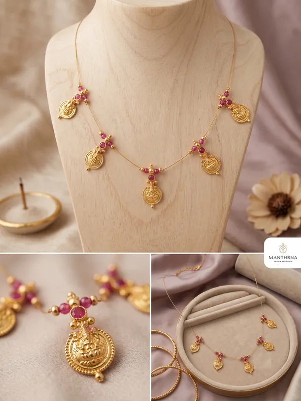 Gold_Tone_Red_Stone_Coin_Pendant_Necklace_for_Women