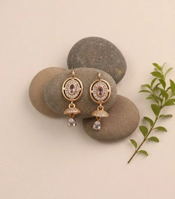 Gold_Tone_Circular_Drop_Earrings_for_Women