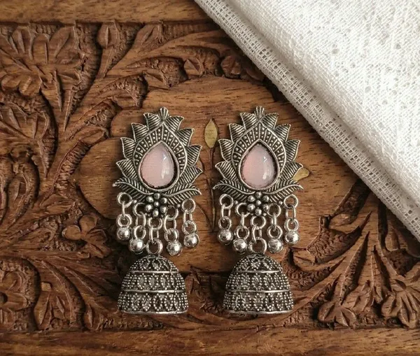 Silver_Oxidized_Stone_Studded_Jhumka_Earrings_for_Women