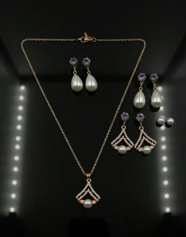 Rose_Gold_Pearl_Pendant_And_Earrings_Set_for_Women