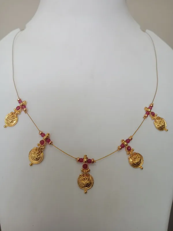 Gold_Tone_Red_Stone_Coin_Pendant_Necklace_for_Women