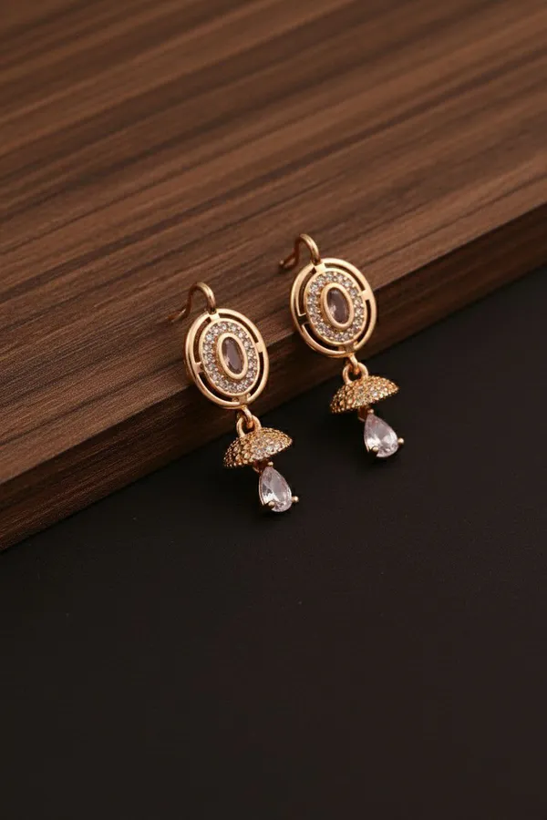 Gold_Tone_Circular_Drop_Earrings_for_Women