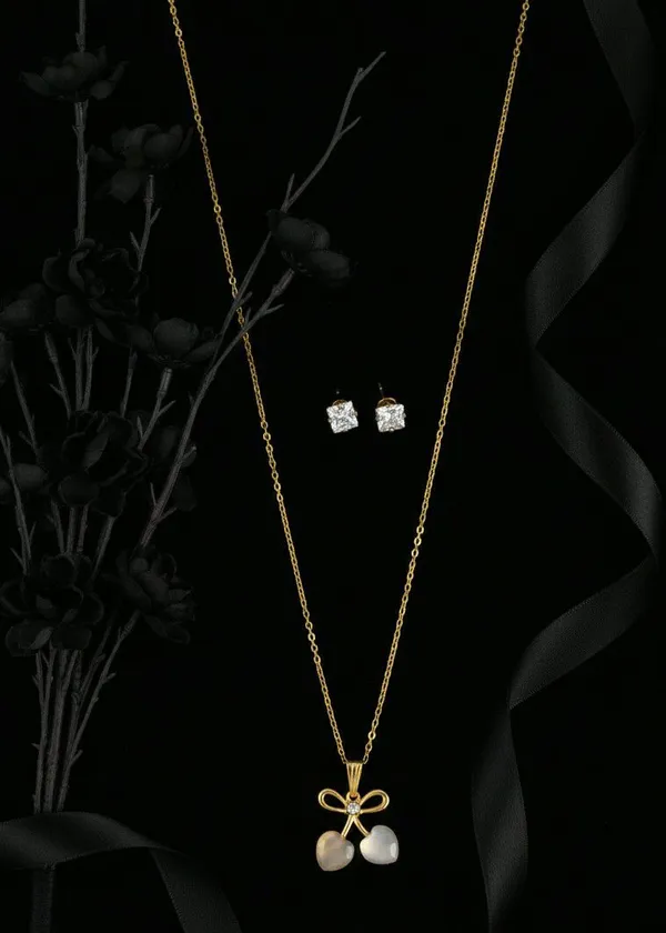 Gold_Tone_Pearl_Necklace_And_Earrings_Set_for_Women