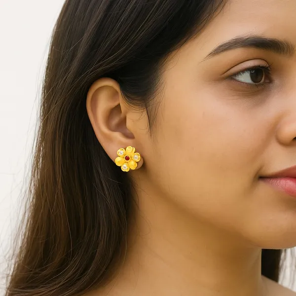 Gold_Tone_Floral_Stud_Earrings_for_Women