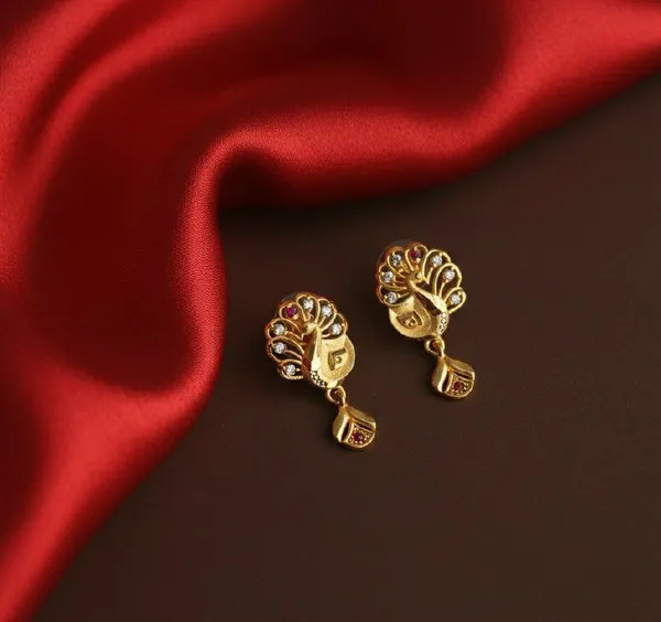 Gold_Tone_Peacock_Drop_Earrings_for_Women
