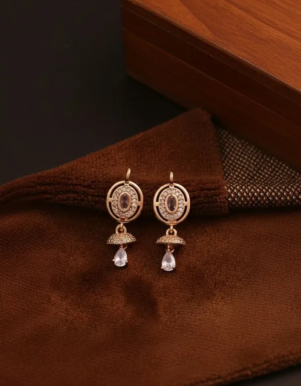 Gold_Tone_Circular_Drop_Earrings_for_Women