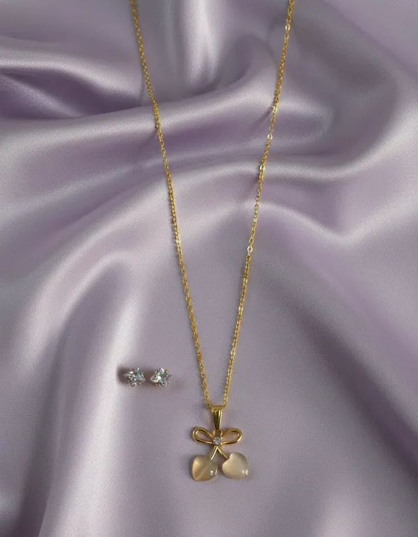 Gold_Tone_Pearl_Necklace_And_Earrings_Set_for_Women