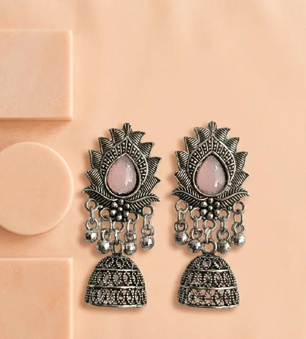Silver_Oxidized_Stone_Studded_Jhumka_Earrings_for_Women