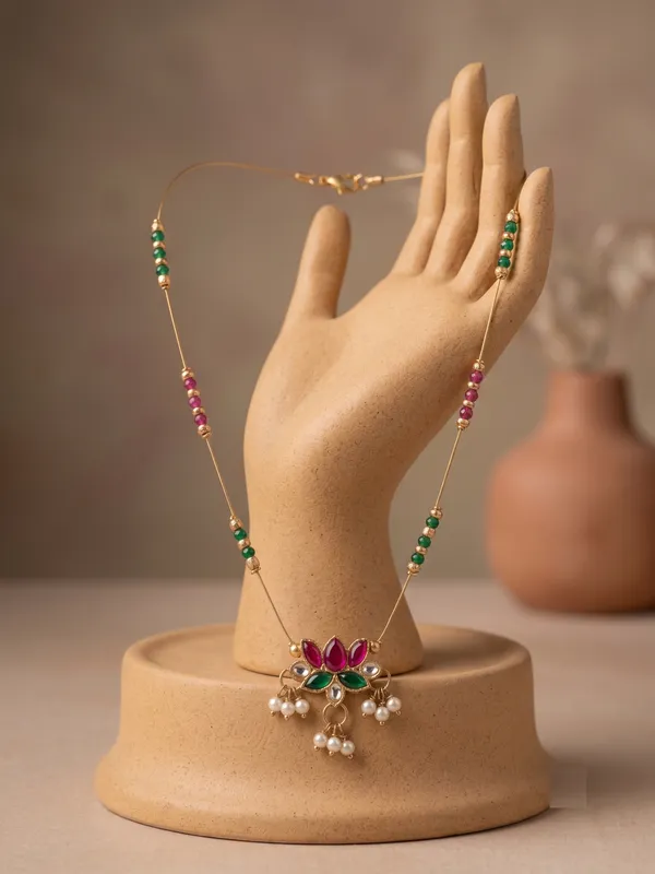 Gold_Tone_Multicolour_Beaded_Pendant_Necklace_for_Women