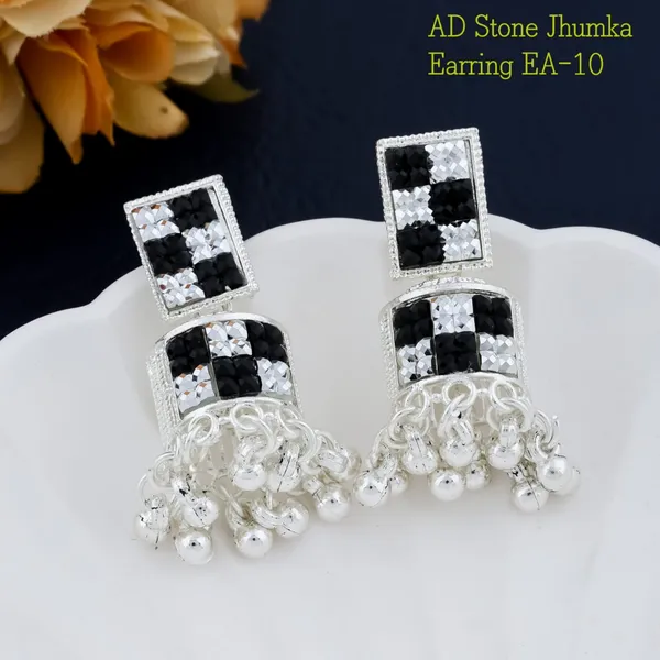 Silver_Black_And_White_Beaded_Drop_Earrings_for_Women