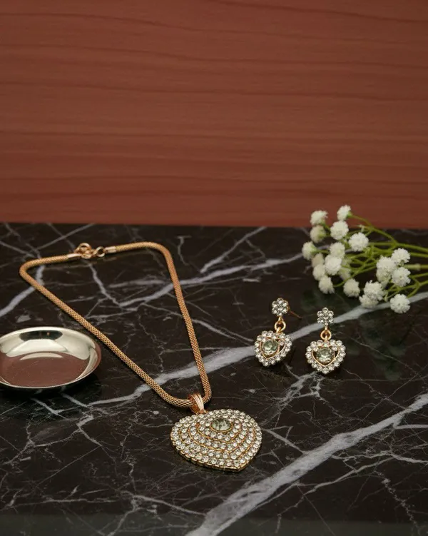 Gold-Tone_Heart_Pendant_Necklace_And_Earrings_Set