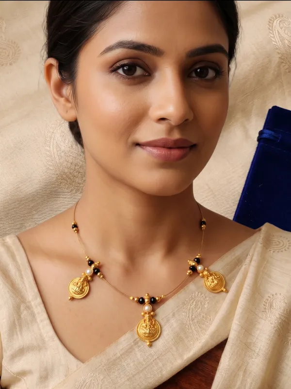 Gold_Tone_Beaded_Lakshmi_Pendant_Necklace_for_Women