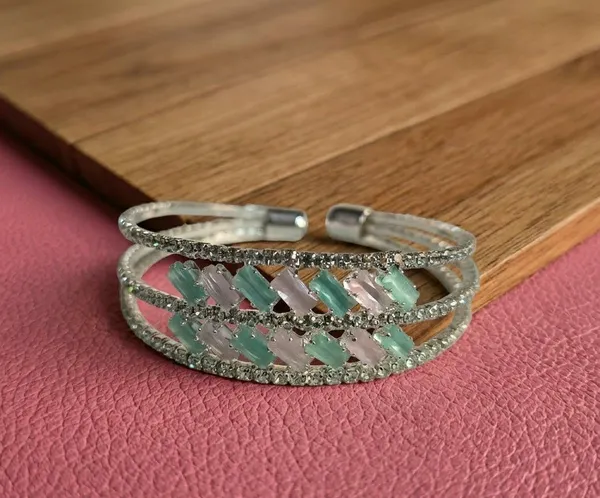 Silver-Tone_Stone_Embellished_Cuff_Bracelet_for_Women