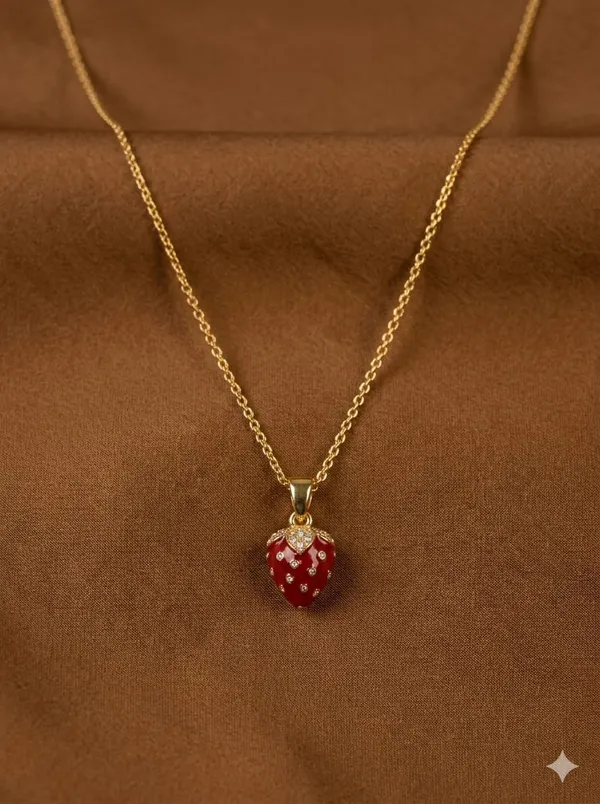 Gold_Tone_Red_Heart_Pendant_Necklace_For_Women