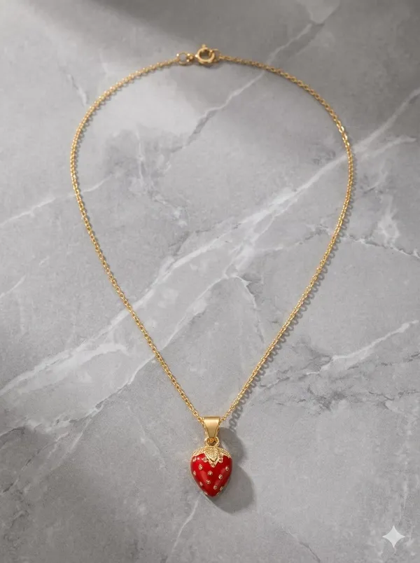 Gold_Tone_Red_Heart_Pendant_Necklace_For_Women