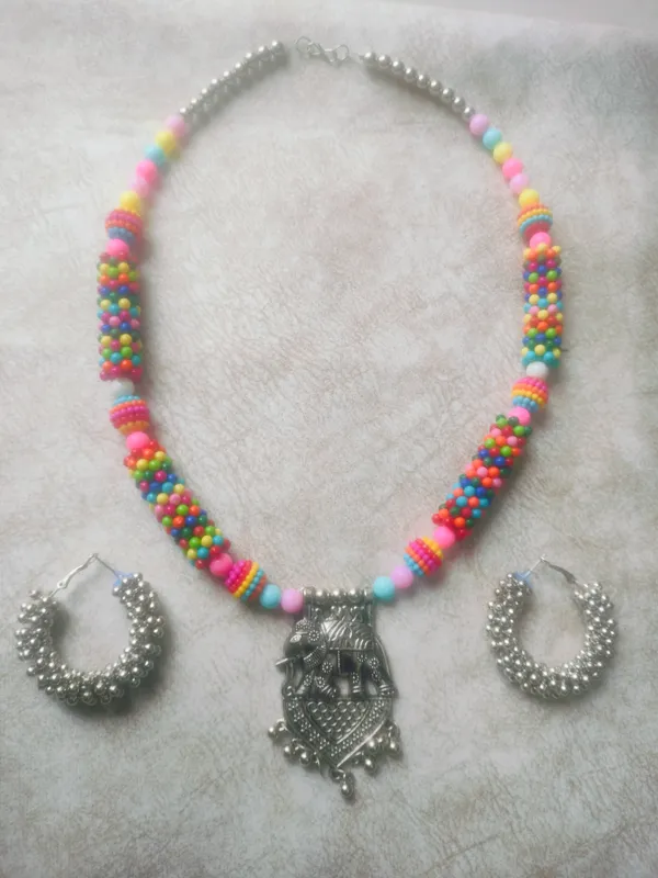 Multicolor_Beaded_Oxidized_Necklace_Set_For_Women