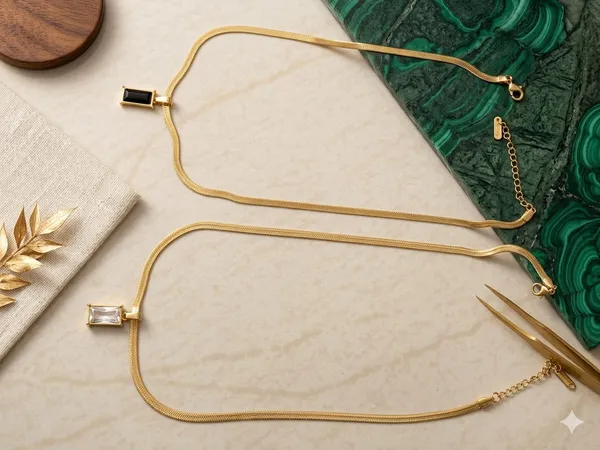 Gold_Stainless_Steel_Rectangular_Pendant_Necklace_Set_For_Women